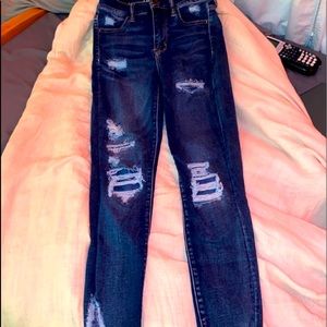 High-Waisted Blue Skinny Jeans